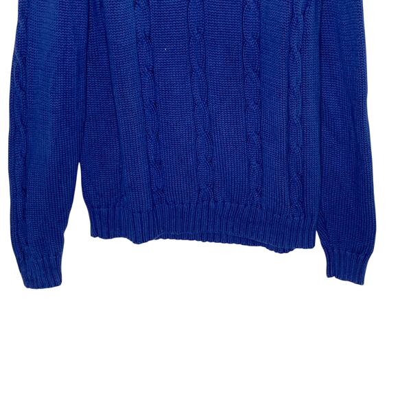 Lands End L Mens Snowflake Moose Chunky Cable Knit Crewneck Sweater Vintage 90s - Picture 5 of 9